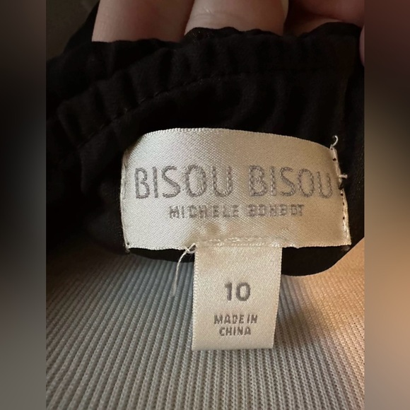 Bisou Bisou Open Back Dress 10 Black Blue White Ikat Geometric Michelle Bohbot - Picture 7 of 10